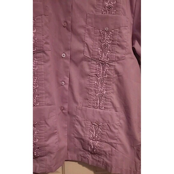 Haband Mens Button Up Shirt Lavender Purple Embroidered  Large - Picture 2 of 9